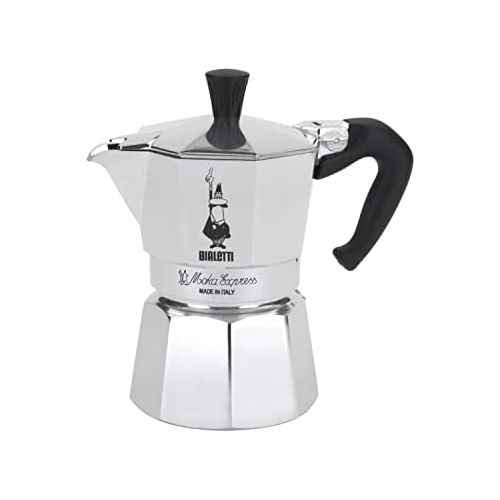  Bialetti 06800 Moka Herdplatte Kaffeemaschine Mokka-Express 1-Cup aluminiumfarben