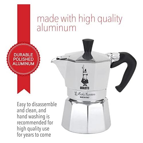  Bialetti 06800 Moka Herdplatte Kaffeemaschine Mokka-Express 1-Cup aluminiumfarben