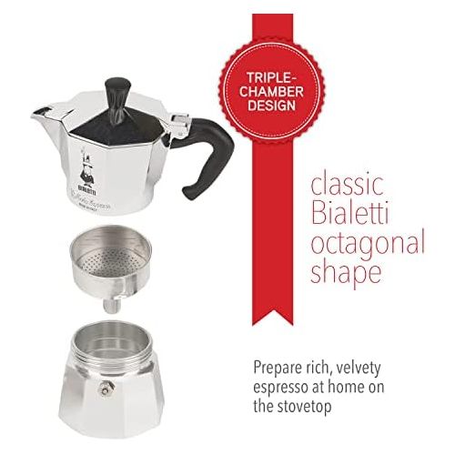  Bialetti 06800 Moka Herdplatte Kaffeemaschine Mokka-Express 1-Cup aluminiumfarben