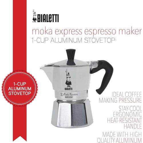  Bialetti 06800 Moka Herdplatte Kaffeemaschine Mokka-Express 1-Cup aluminiumfarben