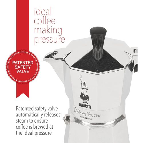  Bialetti 06800 Moka Herdplatte Kaffeemaschine Mokka-Express 1-Cup aluminiumfarben