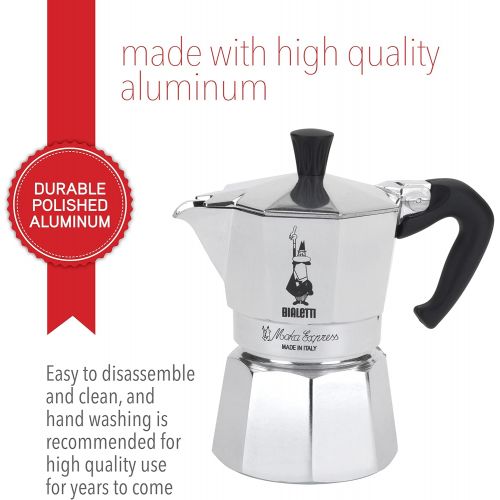  Bialetti 06800 Moka Herdplatte Kaffeemaschine Mokka-Express 1-Cup aluminiumfarben