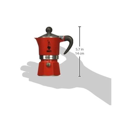  Bialetti 4961 EspressokocherRainbow fuer 1 Tasse in Aluminium, Rot, 30 x 20 x 15 cm