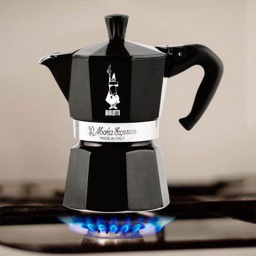  Bialetti 4953 EspressokocherMoka Express fuer 6 Tassen in Aluminium, Schwarz, 30 x 20 x 15 cm