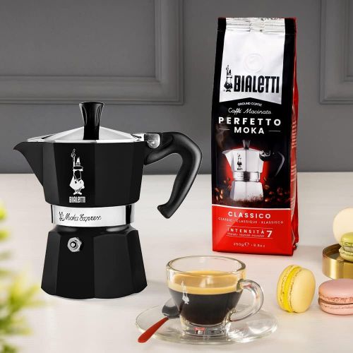  Bialetti 4953 EspressokocherMoka Express fuer 6 Tassen in Aluminium, Schwarz, 30 x 20 x 15 cm