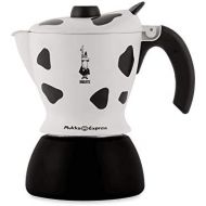 Bialetti Mukka Express 2-Cup Cow-Print Stovetop Cappuccino Maker, Black and White