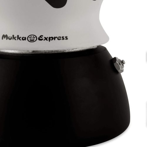  Bialetti Mukka Express 2-Cup Cow-Print Stovetop Cappuccino Maker, Black and White