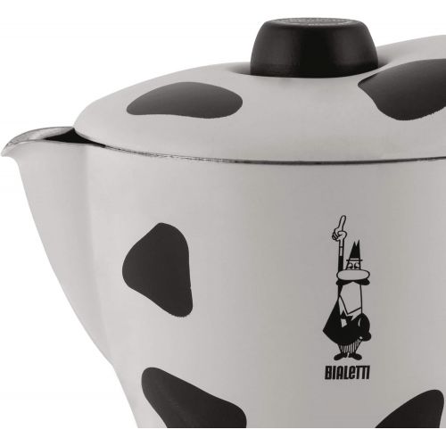  Bialetti Mukka Express 2-Cup Cow-Print Stovetop Cappuccino Maker, Black and White