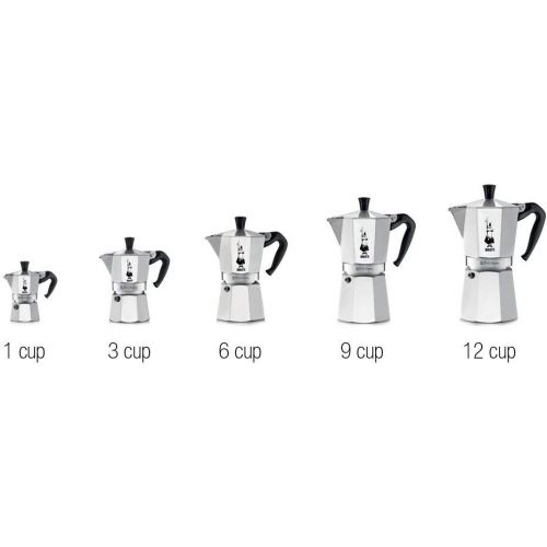  Original Bialetti 12-Espresso Cup Moka Express | Espresso Maker Machine with Extra Genuine Bialetti Replacement Filter and Three Gaskets Bundle (12-cup, 25 fl oz, 775 ml)