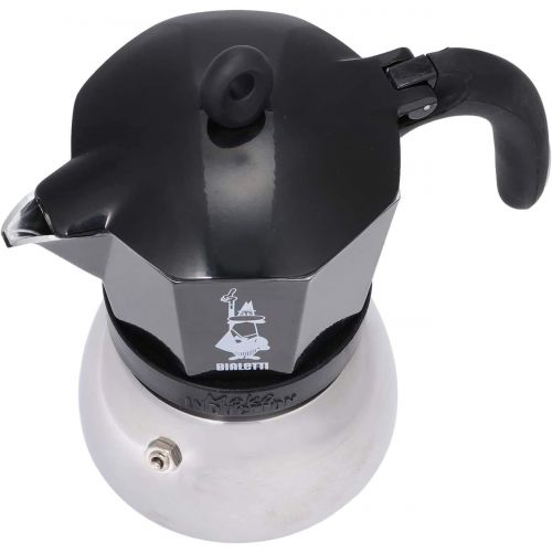  Bialetti Moka Induction Espressokocher, Edelstahl, schwarz, 30 x 20 x 15 cm