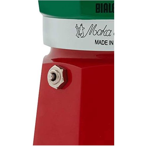  Bialetti 5322 Espressokocher Moka Express in Aluminium, Gruen/Rot, 30 x 20 x 15 cm