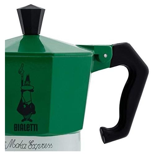  Bialetti 5322 Espressokocher Moka Express in Aluminium, Gruen/Rot, 30 x 20 x 15 cm