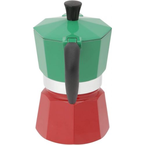  Bialetti 5322 Espressokocher Moka Express in Aluminium, Gruen/Rot, 30 x 20 x 15 cm