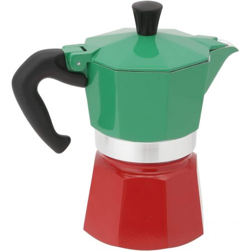  Bialetti 5322 Espressokocher Moka Express in Aluminium, Gruen/Rot, 30 x 20 x 15 cm