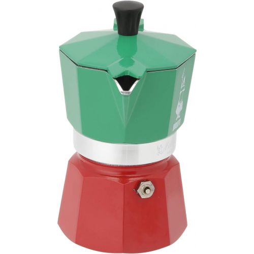  Bialetti 5322 Espressokocher Moka Express in Aluminium, Gruen/Rot, 30 x 20 x 15 cm