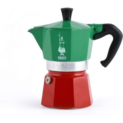  Bialetti 5322 Espressokocher Moka Express in Aluminium, Gruen/Rot, 30 x 20 x 15 cm