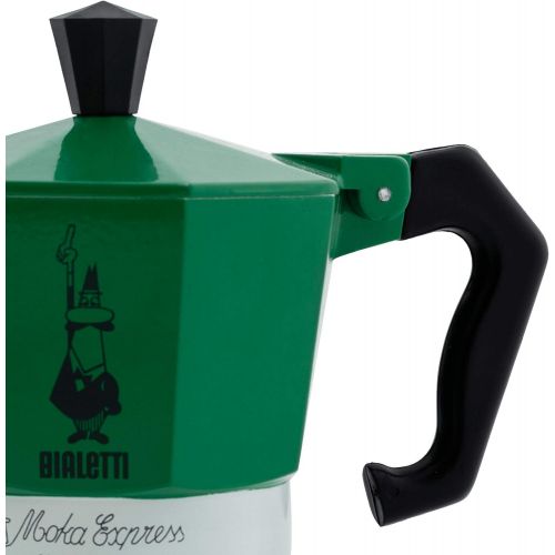  Bialetti 5322 Espressokocher Moka Express in Aluminium, Gruen/Rot, 30 x 20 x 15 cm