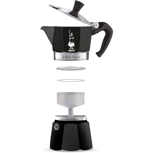  Bialetti 4952 Espressokocher Moka Express fuer 3 Tassen in schwarz, Aluminium