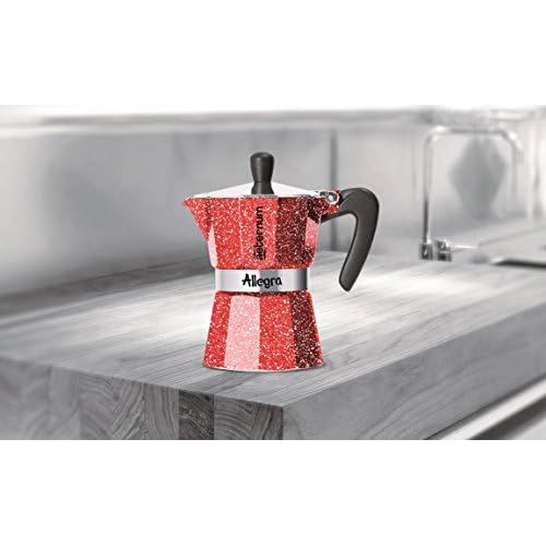  Bialetti Espressokocher 3 Tassen, Aluminium, rot, 20 cm