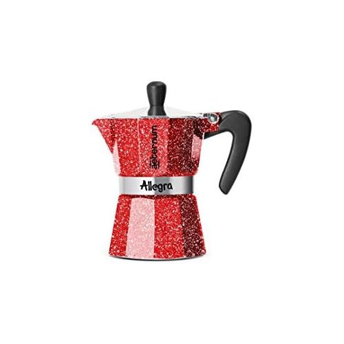  Bialetti Espressokocher 3 Tassen, Aluminium, rot, 20 cm