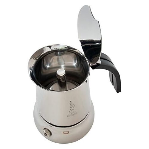  Bialetti Kitty 2 Tassen schwarz Espressokocher Edelstahl