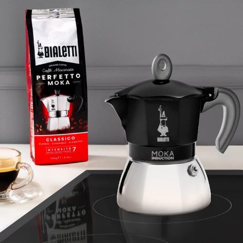  Bialetti - Moka Induction, Moka Pot, Suitable for all Types of Hobs, 2 Cups Espresso (2.8 Oz), Black