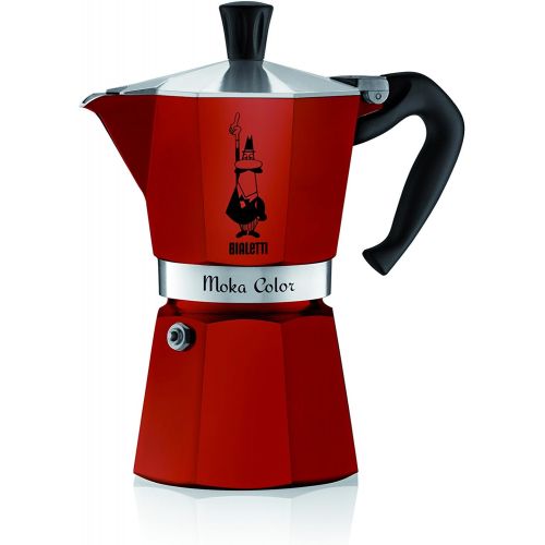  Bialetti Moka Color Espresso Coffee Maker (6 Cups, Bordeaux)