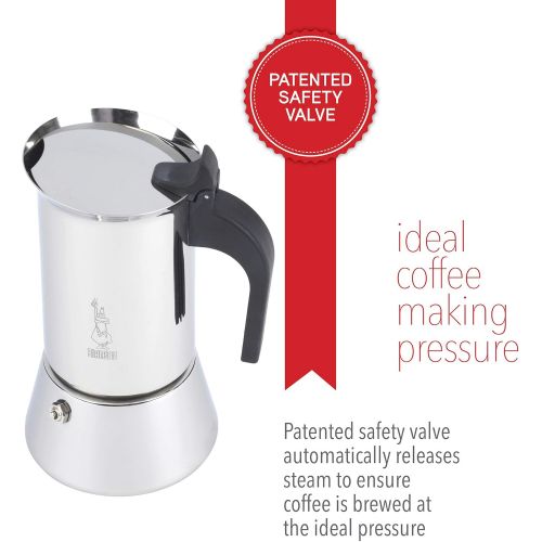  Bialetti Venus Induction 4 Cup Espresso Coffee Maker, Stainless Steel, Pack of 1