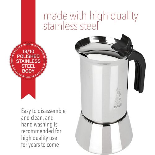  Bialetti Venus Induction 4 Cup Espresso Coffee Maker, Stainless Steel, Pack of 1