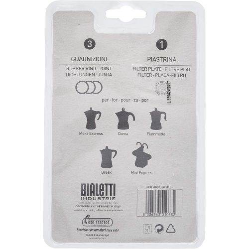  Bialetti Replacement Gaskets and Filter for 1 Cup Moka / Break / Dama / Mini Express Espresso Makers (1-CUP Size)