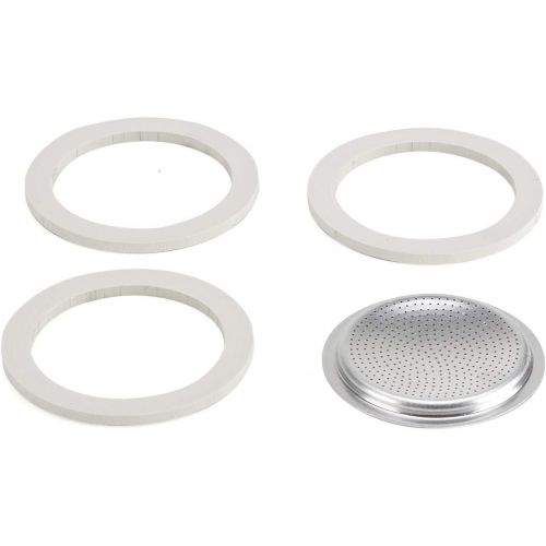  Bialetti Moka Express Replacement Gaskets and Filters for 6 Cup Stovetop Espresso Coffee Makers, Set of 6