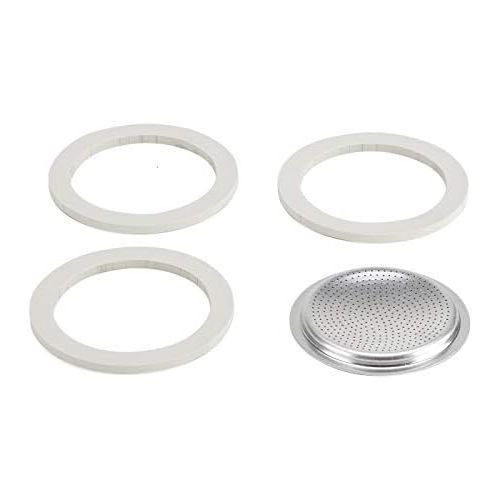  Bialetti Moka Express 6 Cup Replacement Filter and 3 Gaskets , White