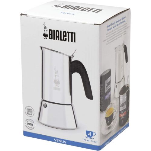  Bialetti Venus Induction 4 Cup Espresso Coffee Maker, Stainless Steel, Pack of 1