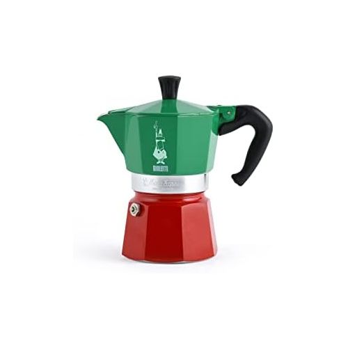  Bialetti - Moka Express Italia Collection: Iconic Stovetop Espresso Maker, Makes Real Italian Coffee, Moka Pot 6 Cups (9 Oz - 270 Ml), Aluminium, Colored in Red Green Silver