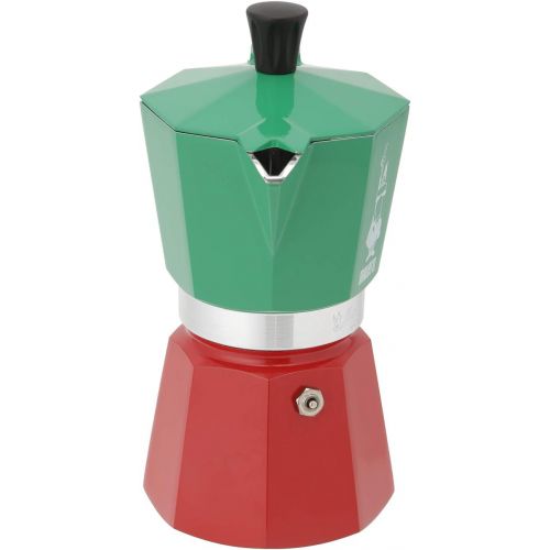  Bialetti - Moka Express Italia Collection: Iconic Stovetop Espresso Maker, Makes Real Italian Coffee, Moka Pot 6 Cups (9 Oz - 270 Ml), Aluminium, Colored in Red Green Silver