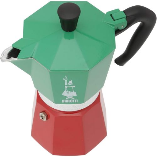  Bialetti - Moka Express Italia Collection: Iconic Stovetop Espresso Maker, Makes Real Italian Coffee, Moka Pot 6 Cups (9 Oz - 270 Ml), Aluminium, Colored in Red Green Silver