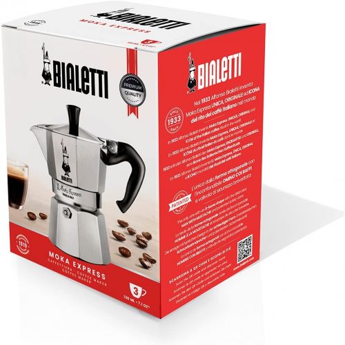  Bialetti Express Moka Pot, 6 -Cup, Aluminum Silver