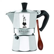 Original Bialetti 3-Espresso Cup Moka Express Espresso Maker Machine and Zonoz Wooden Small Espresso Stirring Spoon Bundle (3-cup, 6.5 fl oz, 200 ml)