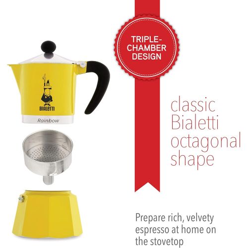  Bialetti 4982 Rainbow Espresso Maker, Yellow