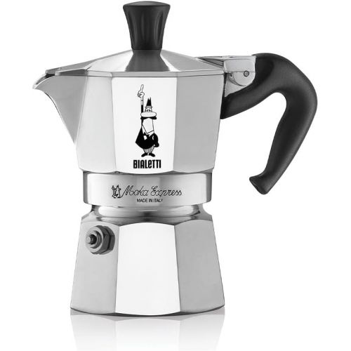  Bialetti - Moka Express: Iconic Stovetop Espresso Maker, Moka Pot 1 Cup (2 Oz - 60 Ml), Aluminium, Silver