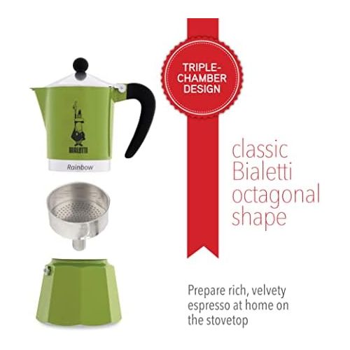  Bialetti 4973 Rainbow Espresso Maker, Green