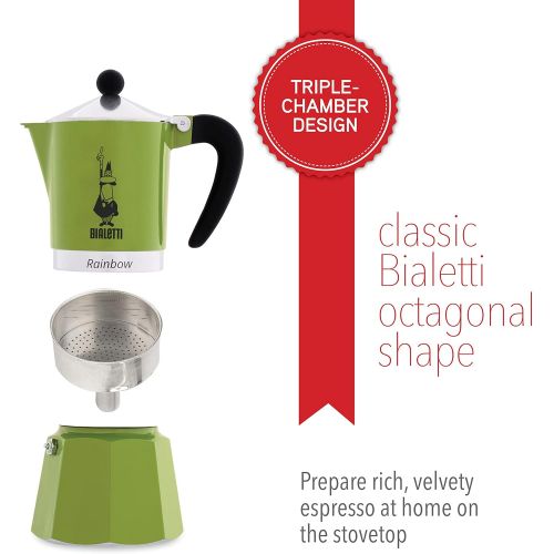  Bialetti 4973 Rainbow Espresso Maker, Green