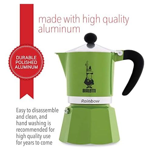  Bialetti 4972 Rainbow Espresso Maker, Green