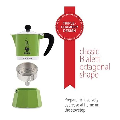  Bialetti 4972 Rainbow Espresso Maker, Green