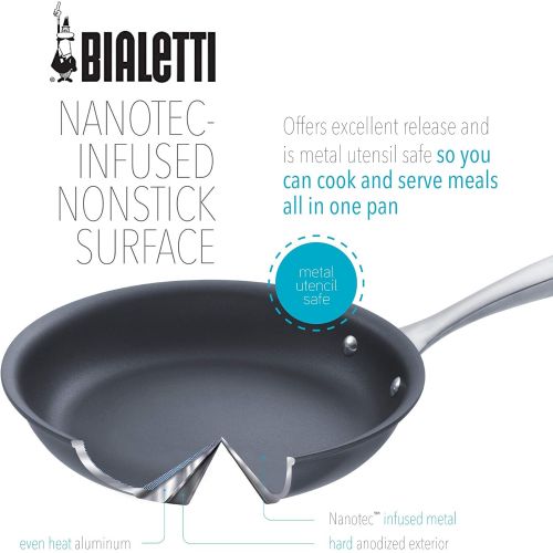  Bialetti Sapphire 10 Piece Nonstick Hard Anodized Cookware Set-Induction Compatible, Dishwasher Safe, Gray