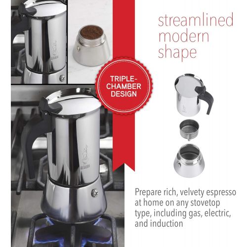  Bialetti Venus Induction 4 Cup Espresso Coffee Maker, Stainless Steel, Pack of 1