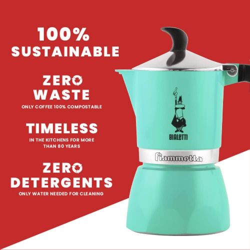  Bialetti CD Cafetiere Fiammetta 3tz Turquoise, Aluminium