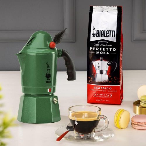  Bialetti Moka Express Alpina, Moka Pot (Coffee Maker), 3-Cup, Green, Aluminum