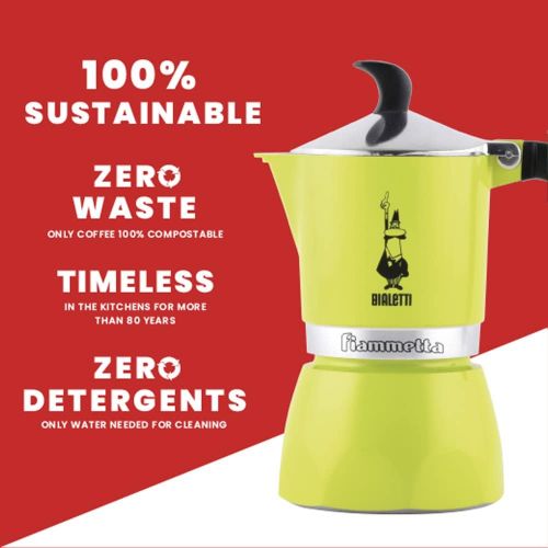  Bialetti CD Cafetiere Fiammetta 3tz Lime, Aluminium