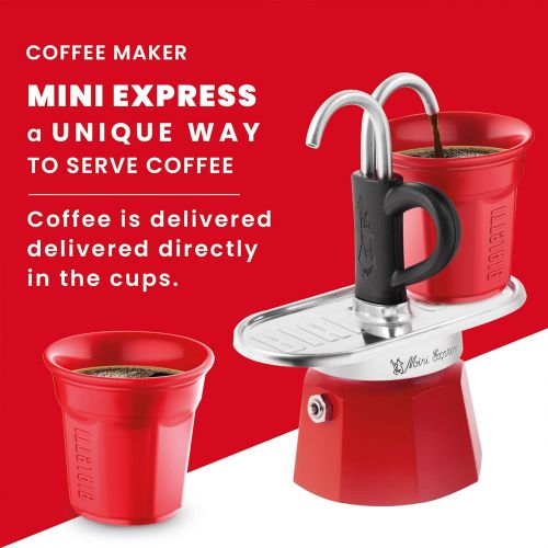  [아마존베스트]Bialetti Mini Express Color, Set of 2 cups + 2 shot glasses, Red, Aluminum